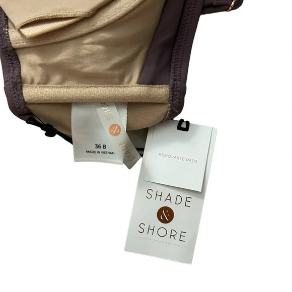 SALE‼️Shade & Shore Women's Tunneled Tie Front Purple Bikini Top - Picture 4 of 5